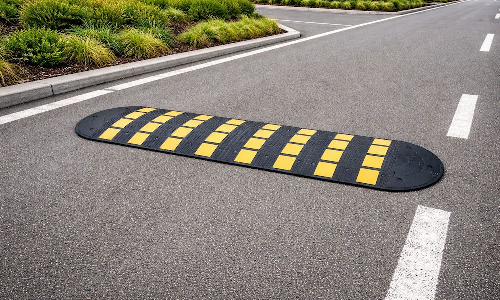 coussin de ralentissement en caoutchouc 20mm hauteurdos d'ane ralentisseur de route jaune noir modulable temporaire