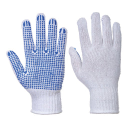 Gant Classique Tricoté Picots PVC A111 Blanc/Bleu Taille XS à XXL Portwest