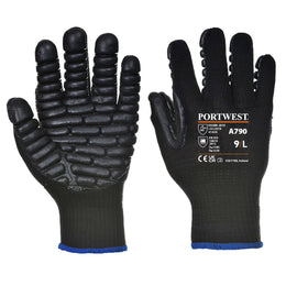 Gant Anti-Vibration A790 Chloroprène Noir Taille M-XXL Portwest