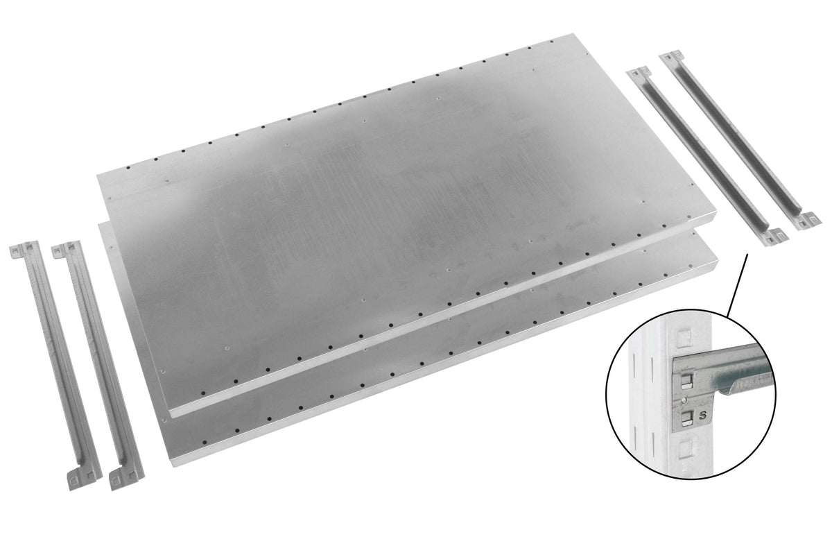 Tablette tôlée perforée pour rayonnage Adaptiv et Adaptiv XL, à l'unité ou par 2