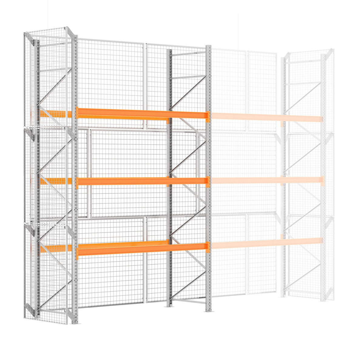 Rack à palettes Epsirack XL sécurisé grande hauteur, fond et côtés grillagés