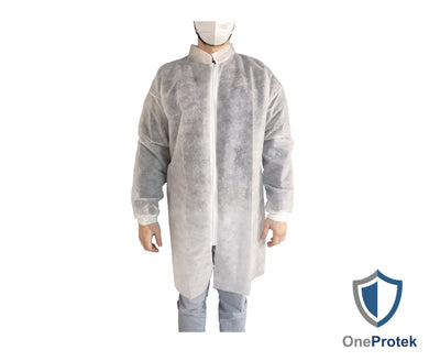 ONEPROTEK Blouses Visiteurs Jetables Fermeture Éclair – Carton de 10 sachets de 10