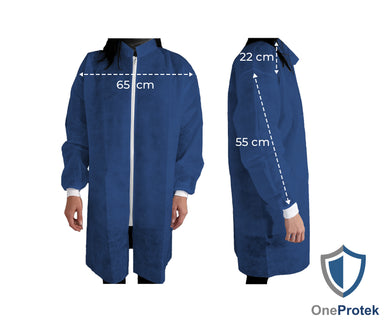 ONEPROTEK Blouses Visiteurs Jetables Fermeture Éclair – Carton de 10 sachets de 10