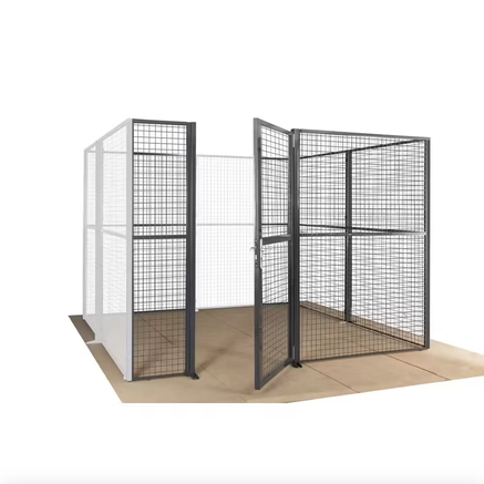 Box grillagé autoporté 3 x 3 m, H. 2200 mm, avec porte battante