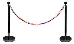 Kit extension poteau acier noir tête boule H1050mm – Corde tressée 2m bleu/blanc/rouge incluse