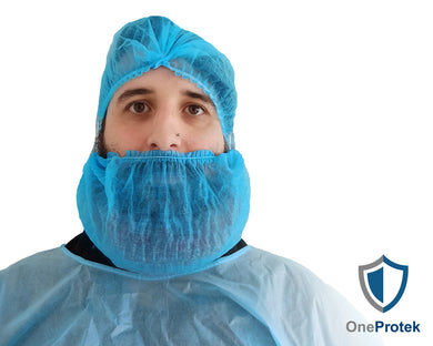 ONEPROTEK Cache-Barbes Jetables Taille Unique – Carton de 20 sachets de 100