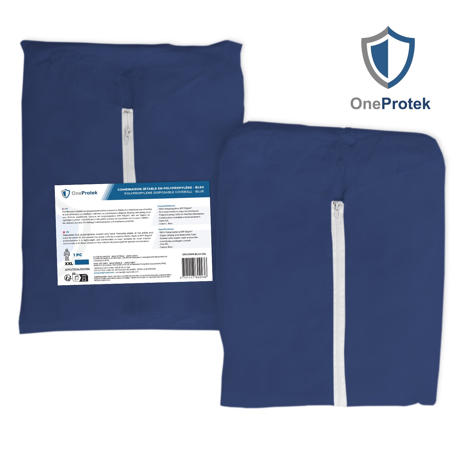ONEPROTEK Combinaisons Respirantes Jetables SPP 50g/m² – Carton de 50