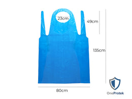 Tabliers de Protection Épais Jetables en Liasse 135×80 cm – Carton de 10 sachets de 50 – Bleu