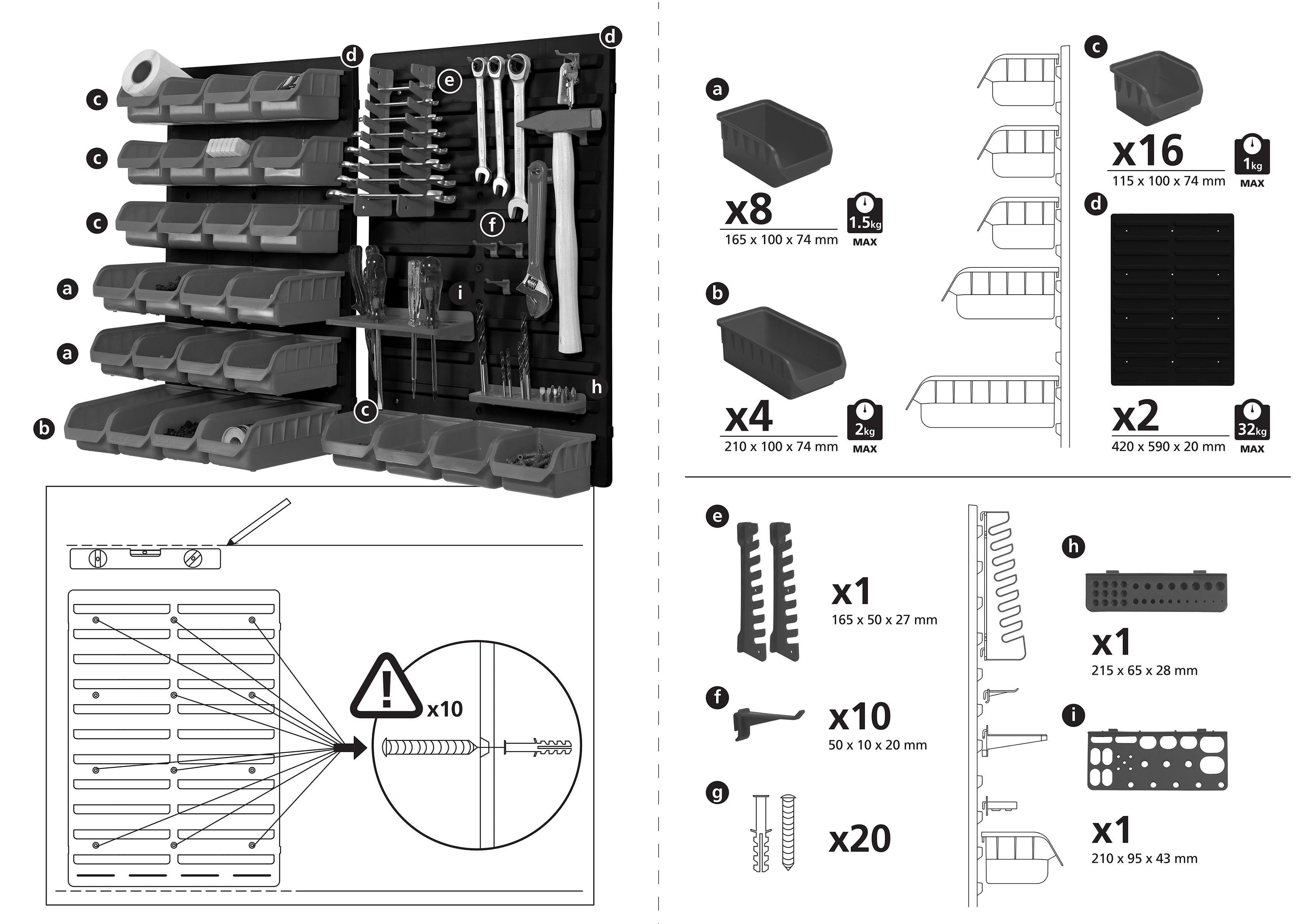 Panneau pour atelier à fixer