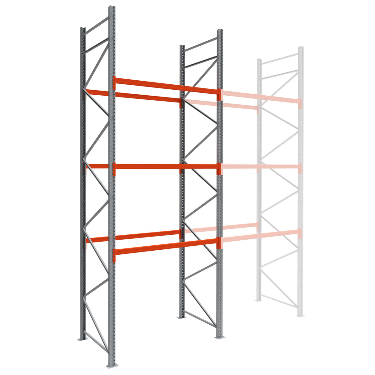 Rack à palettes Epsirack, échelles galvanisées et lisses orange