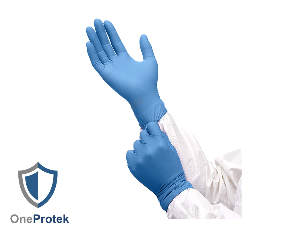 ONEPROTEK Gants d'Examen Nitrile Jetables Bleus – Carton de 10 boîtes de 100