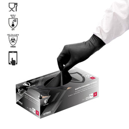 Gants Vitrile (Nitrile-Vinyle) Noirs 5.5 g – Carton de 10 boîtes de 100 – Taille S