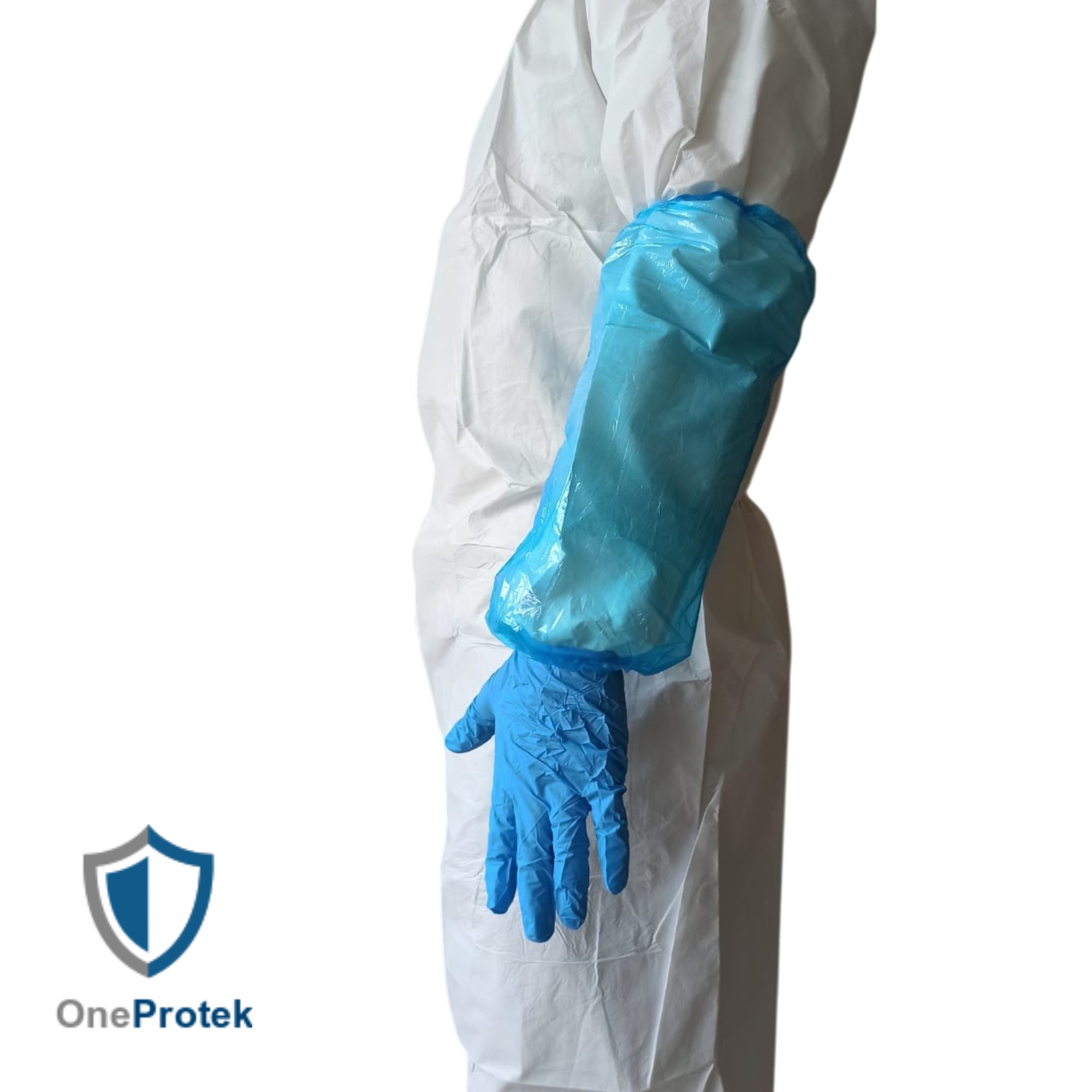 ONEPROTEK Manchettes de Protection Courtes Jetables 39 cm – Carton de 20 sachets de 100 – Bleu