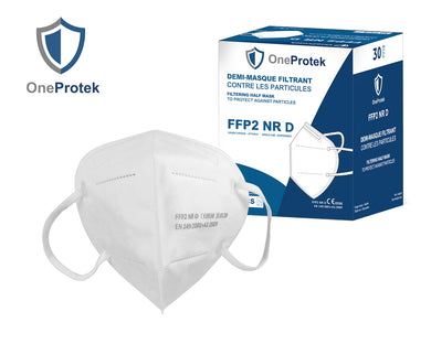 ONEPROTEK Masques de Protection Respiratoire FFP2 NR D – Carton de 30 boîtes de 30 – Emballage individuel