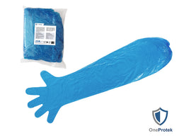 Gants Longs en Polyéthylène LDPE 88cm (Carton de 10 sachets de 100, Bleu)