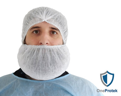 ONEPROTEK Cache-Barbes Jetables Taille Unique – Carton de 20 sachets de 100