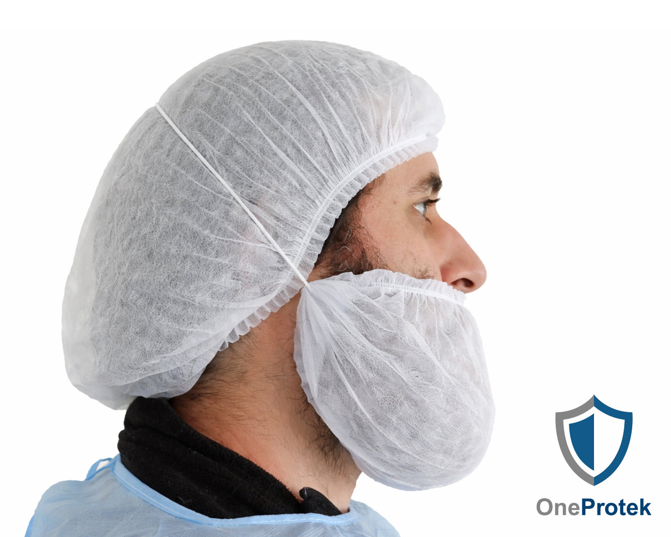 ONEPROTEK Cache-Barbes Jetables Taille Unique – Carton de 20 sachets de 100