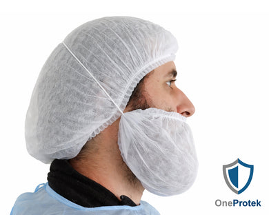 ONEPROTEK Cache-Barbes Jetables Taille Unique – Carton de 20 sachets de 100