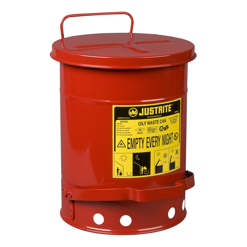 Poubelle de sécurité pour chiffons gras et déchets huileux – Justrite 900