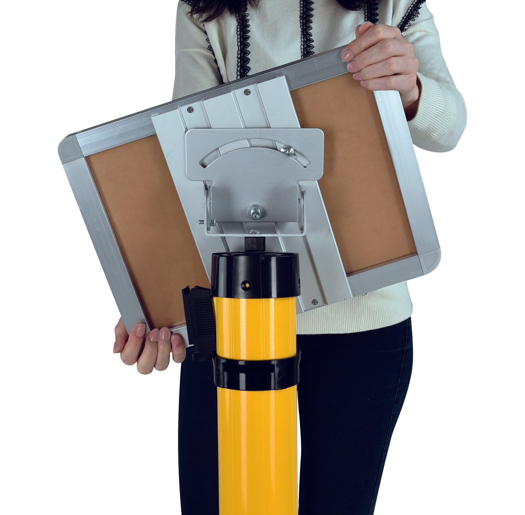 Support affiche avec rotule modes paysage portrait et multipostions