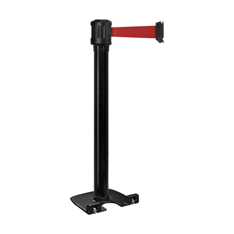 Poteau extérieur chromé base lourde à roulettes - longueur sangle 4m