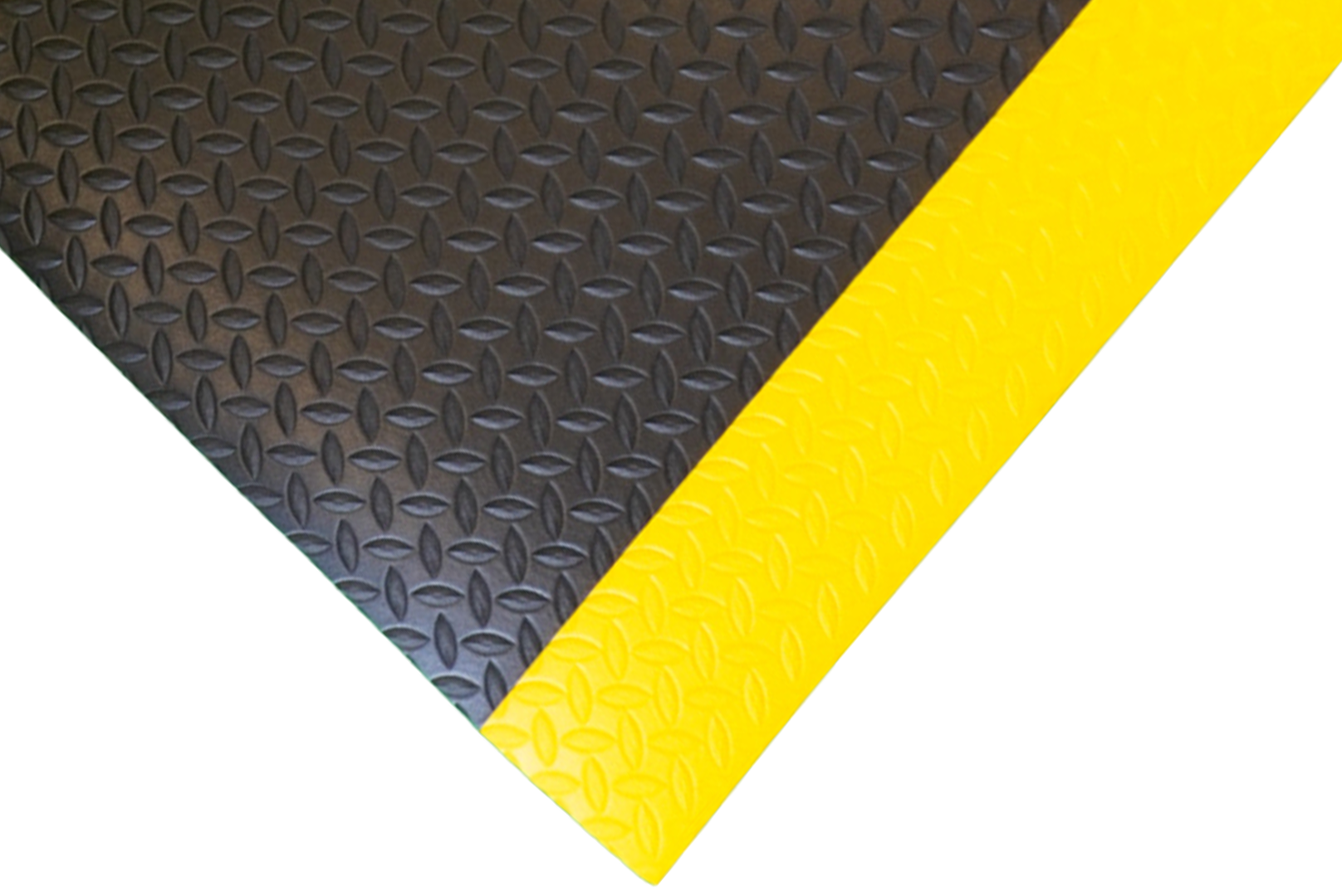 Tapis anti-fatigue jaune noir industriel pour travail debout Samkraft W2 – solution ergonomique pour environnement sec