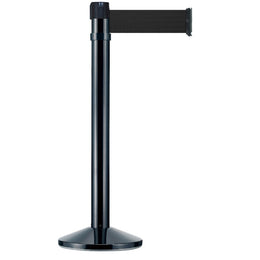 Poteau de guidage chromé à sangle 4m×100mm rouge – Base lestée, anti-panique, intérieur