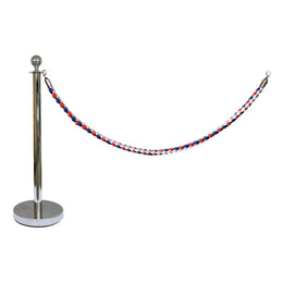 Kit extension poteau acier noir tête boule H1050mm – Corde tressée 2m bleu/blanc/rouge incluse