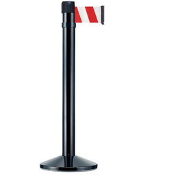 Poteau de guidage chromé à sangle 4m×100mm rouge – Base lestée, anti-panique, intérieur