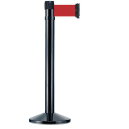 Poteau de guidage chromé à sangle 4m×100mm rouge – Base lestée, anti-panique, intérieur