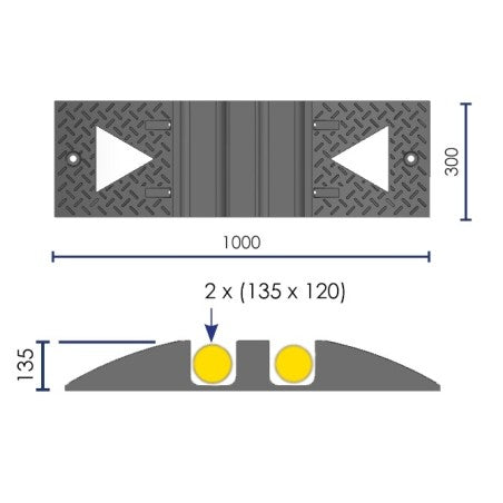 Passe-câbles et tuyaux 2 canaux