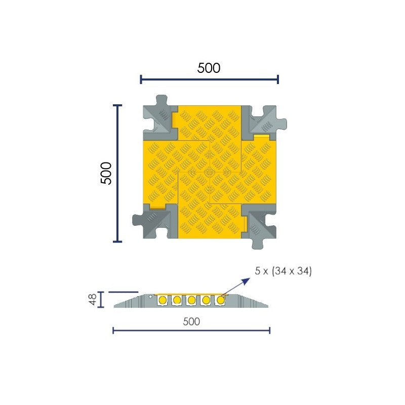 Intersection 4 directions pour passe-câbles à capot