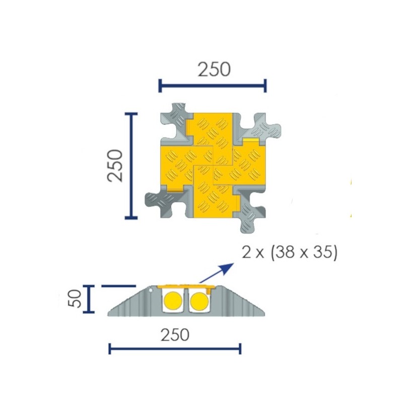 Intersection 4 directions pour passe-câbles à capot