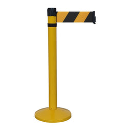 Poteau de guidage chromé à sangle 4m×100mm rouge – Base lestée, anti-panique, intérieur