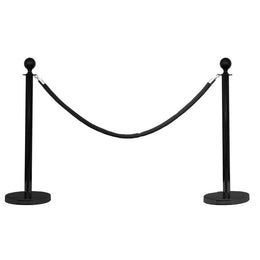 Kit poteaux de guidage noirs – 2 poteaux acier Ø50mm avec cordon 2m pour files d'attente