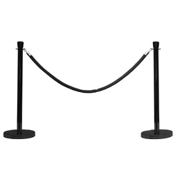 Kit poteaux de guidage noirs – 2 poteaux acier Ø50mm avec cordon 2m pour files d'attente