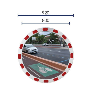 Miroir de sécurité rond avec bandes réfléchissantes