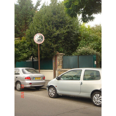 Miroir de sécurité rond avec bandes réfléchissantes