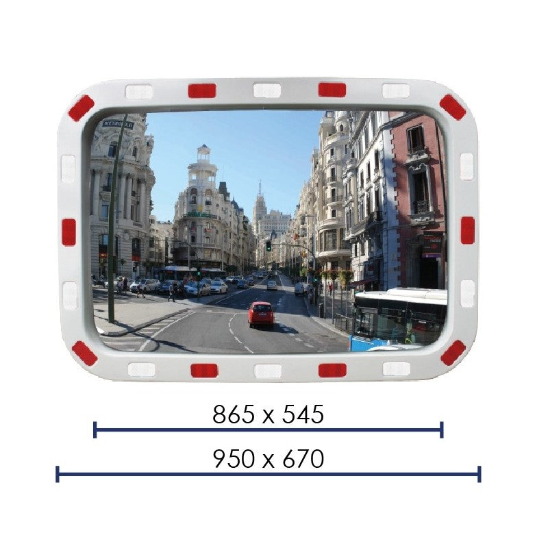 Miroir de sécurité avec bandes réfléchissantes