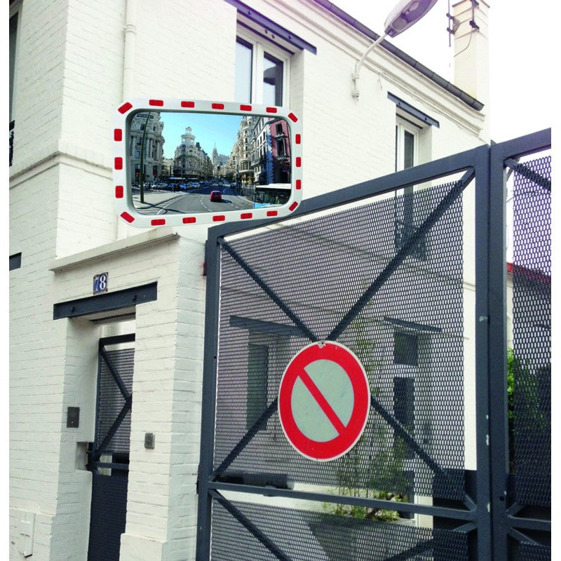 Miroir de sécurité avec bandes réfléchissantes
