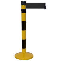 Poteau de guidage chromé à sangle 4m×100mm rouge – Base lestée, anti-panique, intérieur