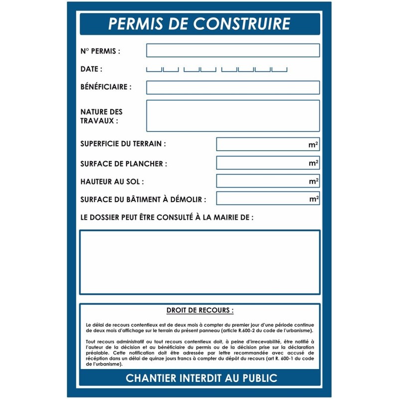 Panneau d'affichage chantier