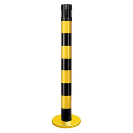 Poteau récepteur intérieur acier – 6 sangles en tête, trou fileté panneau, base lestée ou à fixer