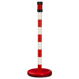 Poteau récepteur intérieur acier – 6 sangles en tête, trou fileté panneau, base lestée ou à fixer