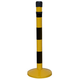 Poteau récepteur intérieur acier – 6 sangles en tête, trou fileté panneau, base lestée ou à fixer