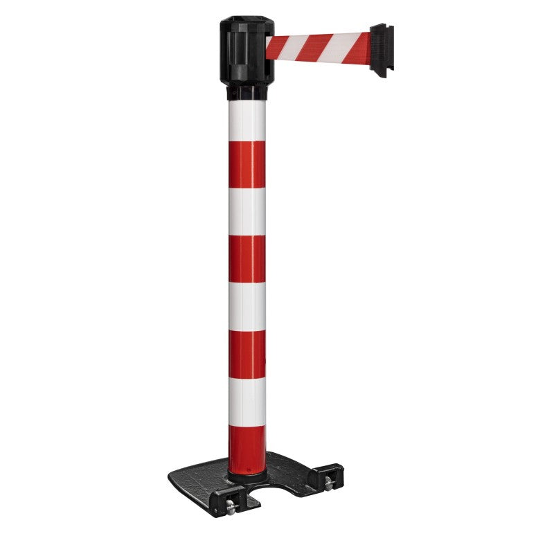 Poteau extérieur chromé base lourde à roulettes - longueur sangle 4m