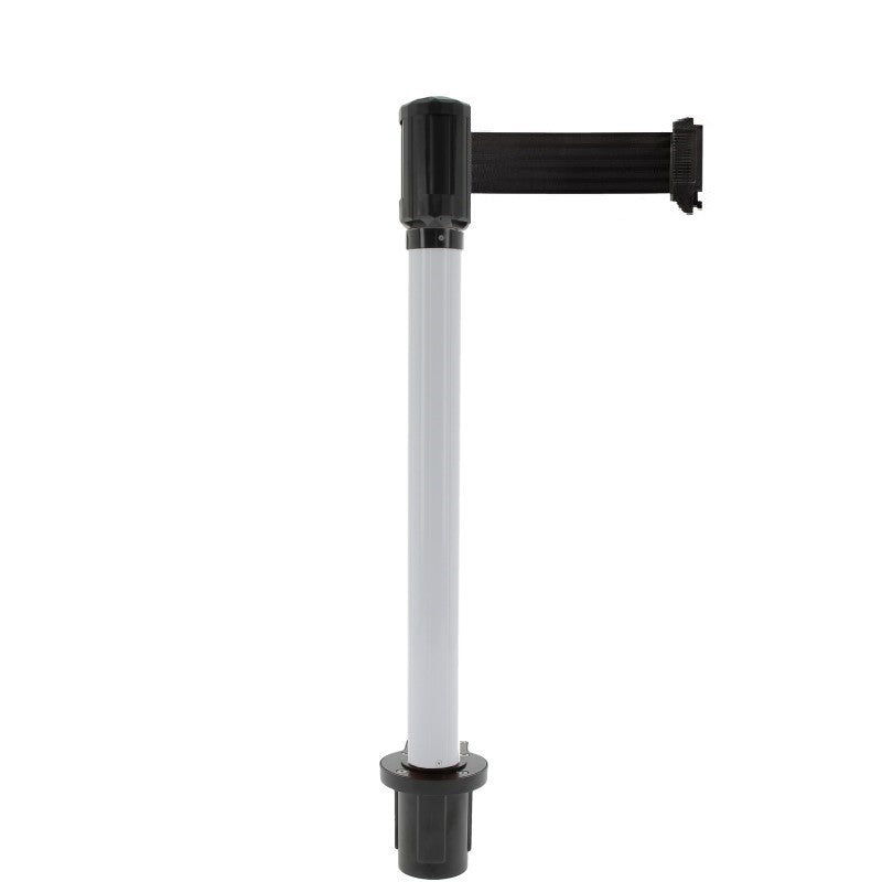 Poteau chromé-sangle 4M noire - base amovible