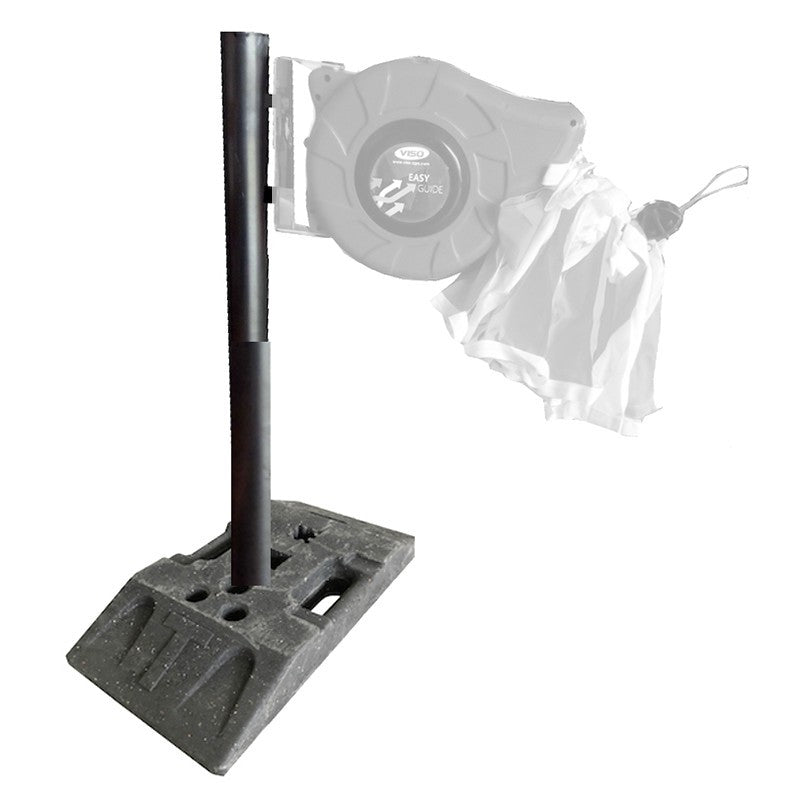 Poteau support pour enrouleur avec bandeau de signalisation