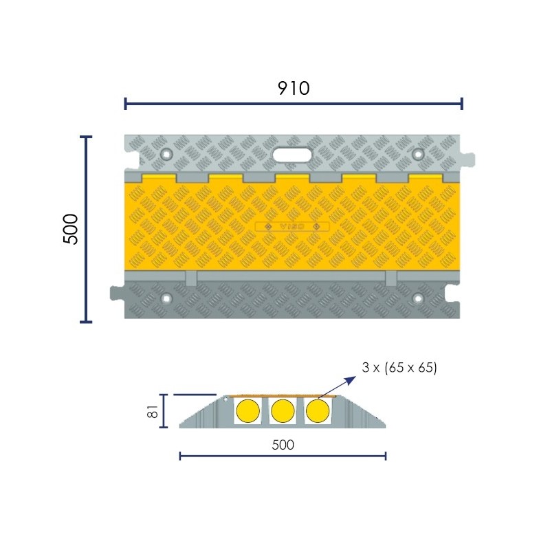 Protège câble caoutchouc 3 canaux