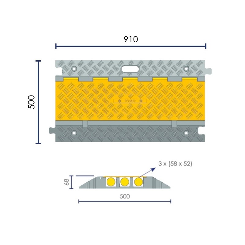 Protège câble caoutchouc 3 canaux
